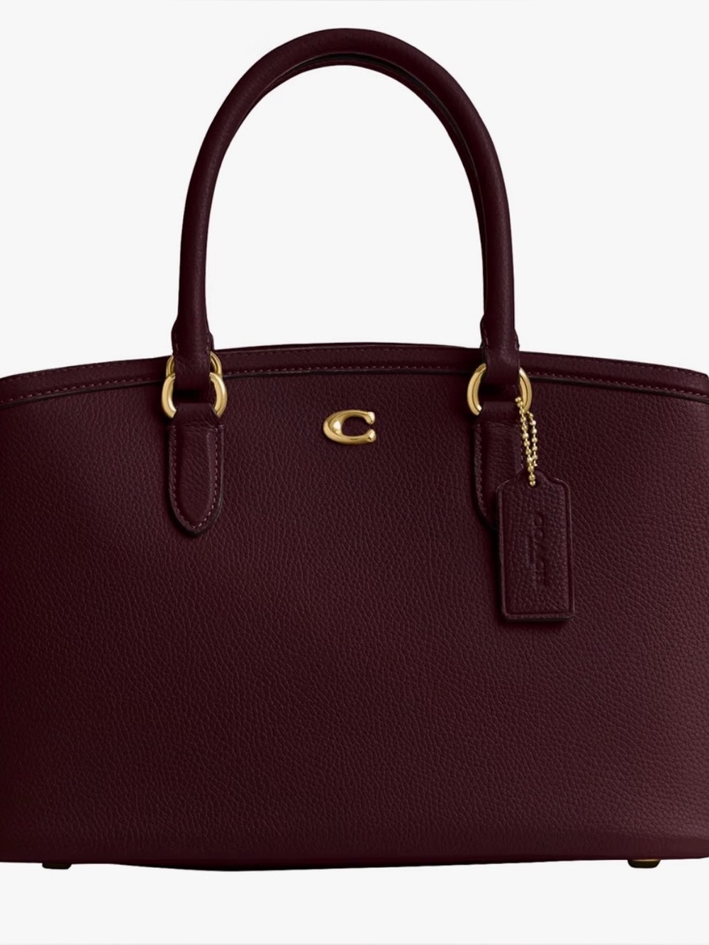 Coach Pebble Leather Satchel in Burgundy with Gold Hardware